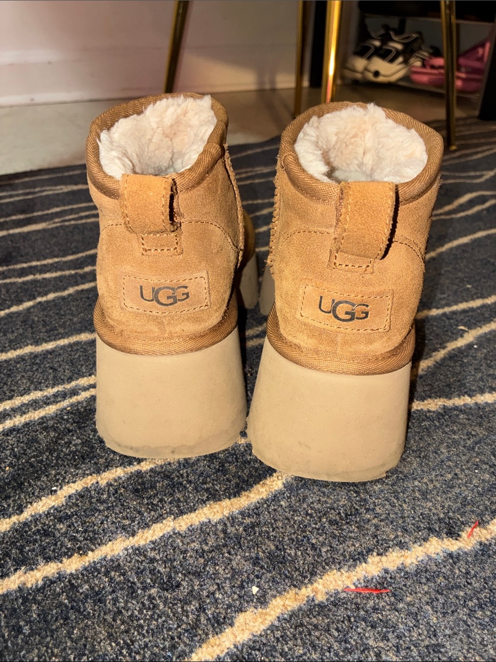 UGG Kids Chestnut Suede Shearling Ankle Boots worn once to the store.
